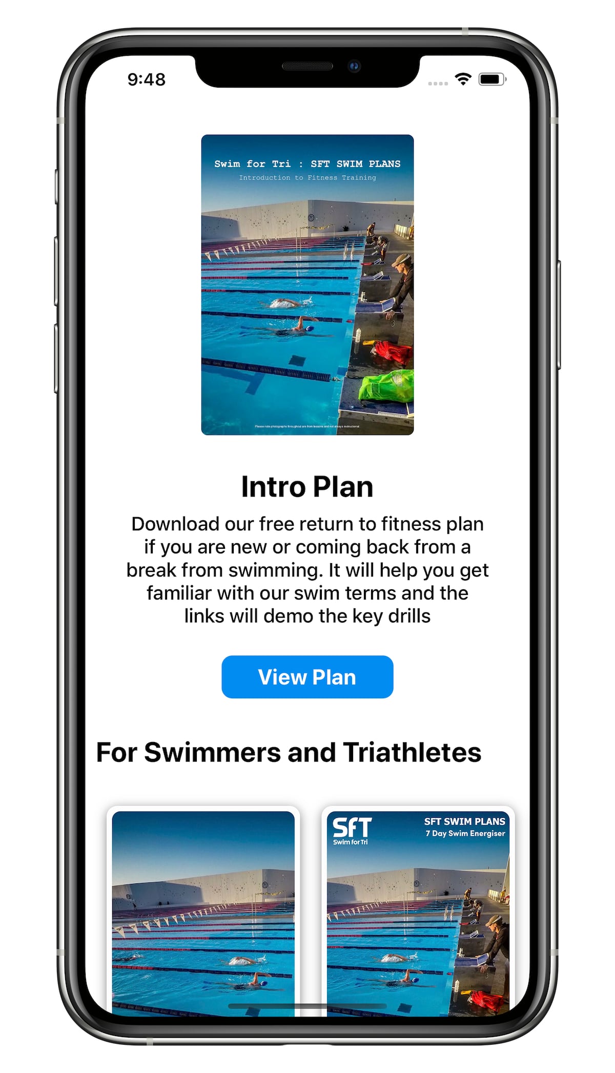 SFT Training Plans App on iPhone